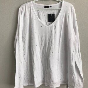 Bumblebella by Jill Martin Bejeweled Long-Sleeve Tee - White (Sz XL) a622701